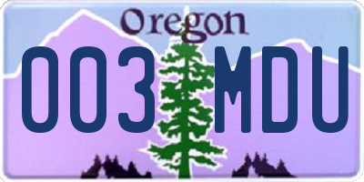 OR license plate 003MDU
