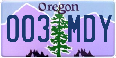 OR license plate 003MDY
