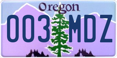 OR license plate 003MDZ
