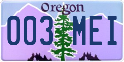 OR license plate 003MEI