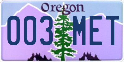 OR license plate 003MET