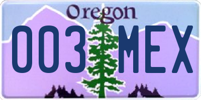 OR license plate 003MEX