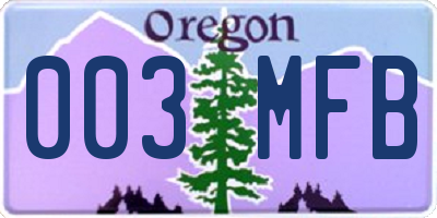 OR license plate 003MFB