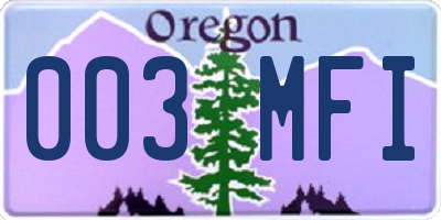 OR license plate 003MFI