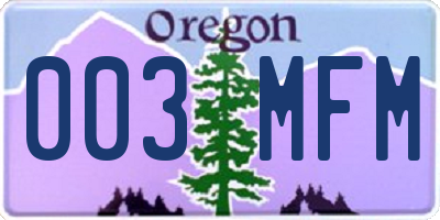 OR license plate 003MFM