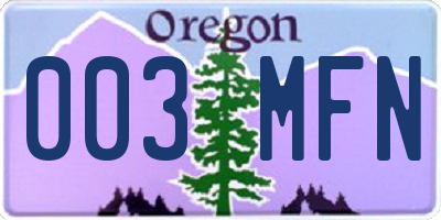 OR license plate 003MFN