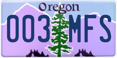 OR license plate 003MFS