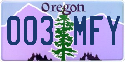 OR license plate 003MFY