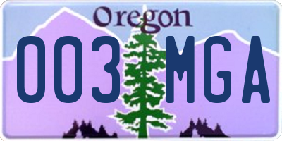 OR license plate 003MGA