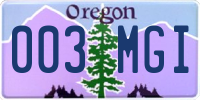 OR license plate 003MGI