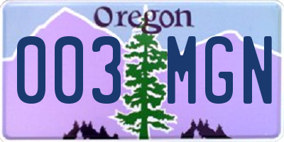 OR license plate 003MGN