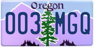 OR license plate 003MGQ