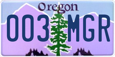 OR license plate 003MGR