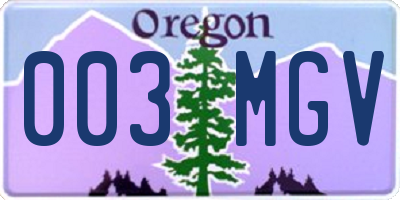 OR license plate 003MGV