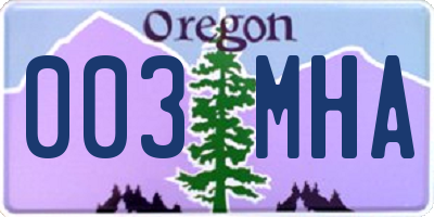 OR license plate 003MHA