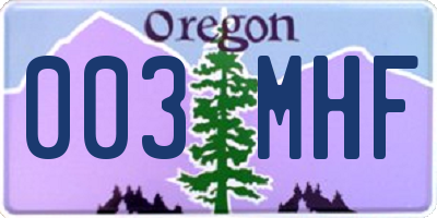 OR license plate 003MHF