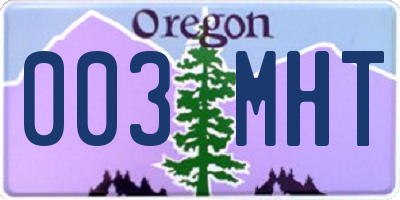 OR license plate 003MHT