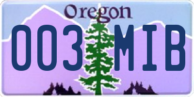OR license plate 003MIB