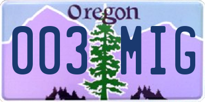 OR license plate 003MIG