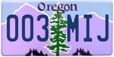 OR license plate 003MIJ