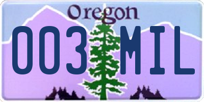 OR license plate 003MIL