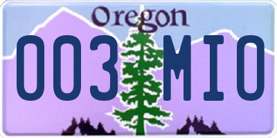 OR license plate 003MIO