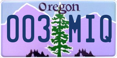 OR license plate 003MIQ