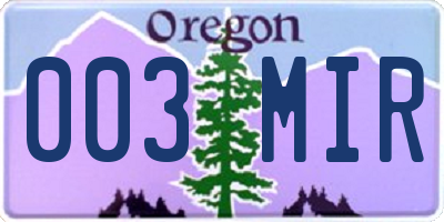 OR license plate 003MIR