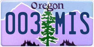 OR license plate 003MIS