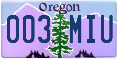 OR license plate 003MIU