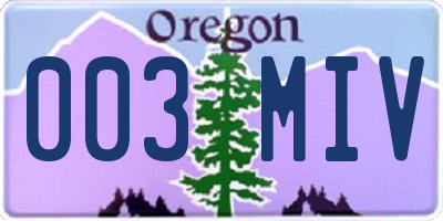 OR license plate 003MIV