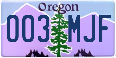 OR license plate 003MJF