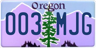 OR license plate 003MJG