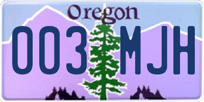 OR license plate 003MJH