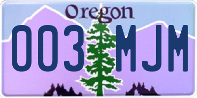 OR license plate 003MJM