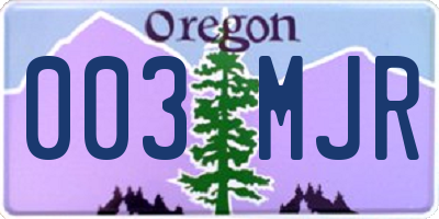 OR license plate 003MJR
