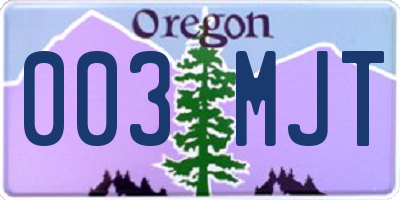 OR license plate 003MJT