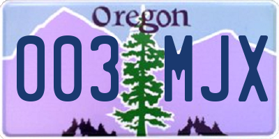 OR license plate 003MJX