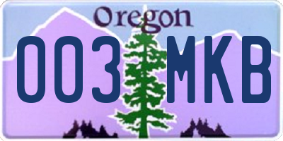 OR license plate 003MKB
