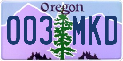 OR license plate 003MKD