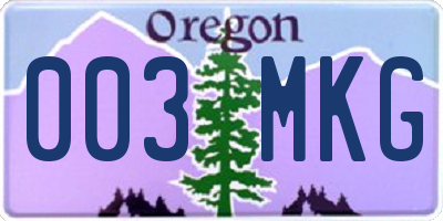 OR license plate 003MKG