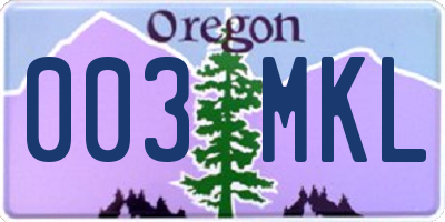 OR license plate 003MKL