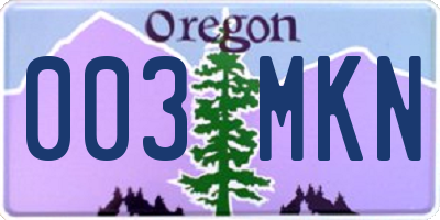 OR license plate 003MKN