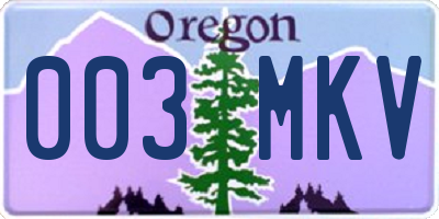 OR license plate 003MKV