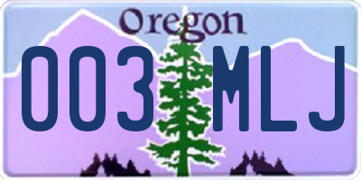 OR license plate 003MLJ