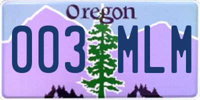 OR license plate 003MLM