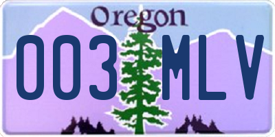 OR license plate 003MLV