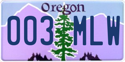 OR license plate 003MLW