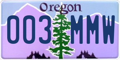 OR license plate 003MMW