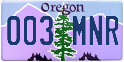OR license plate 003MNR